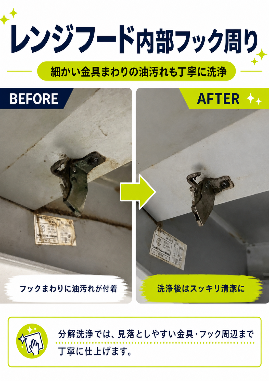 レンジフード分解洗浄の施工写真